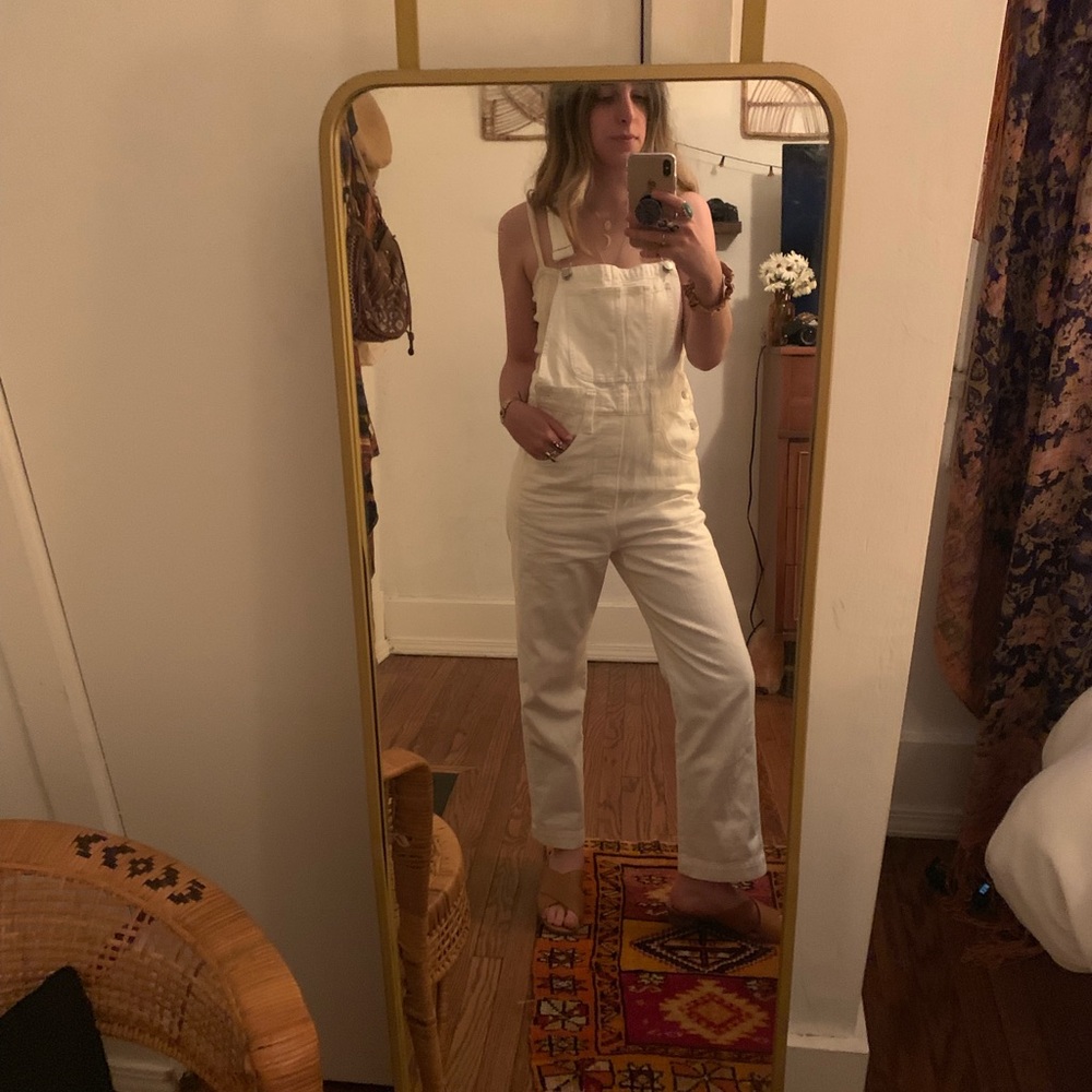 Madewell White Denim Overalls